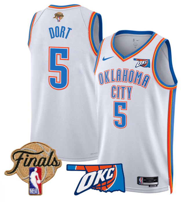 Luguentz Dort Jersey # 5 Oklahoma City Thunder 2025 Finals Swingman Stitched 24 - 25 City Basketball - Image 5