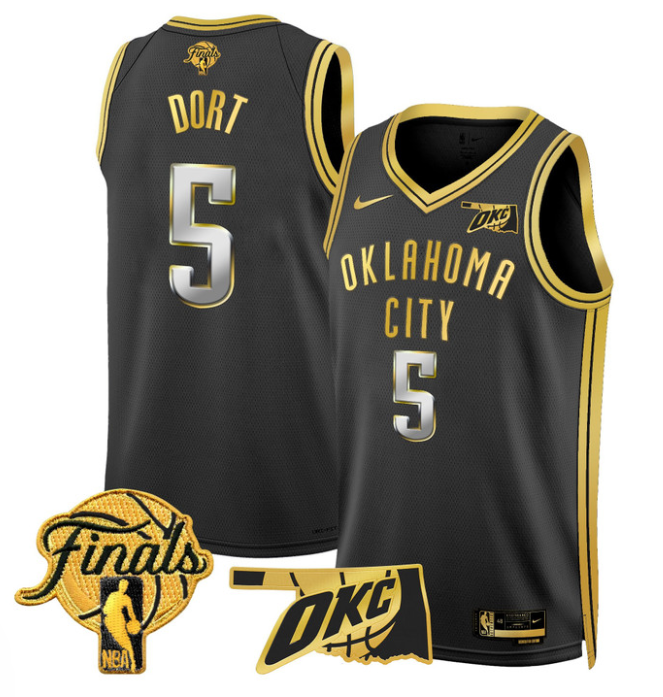 Luguentz Dort Jersey # 5 Oklahoma City Thunder 2025 Finals Swingman Stitched 24 - 25 City Basketball - Image 4