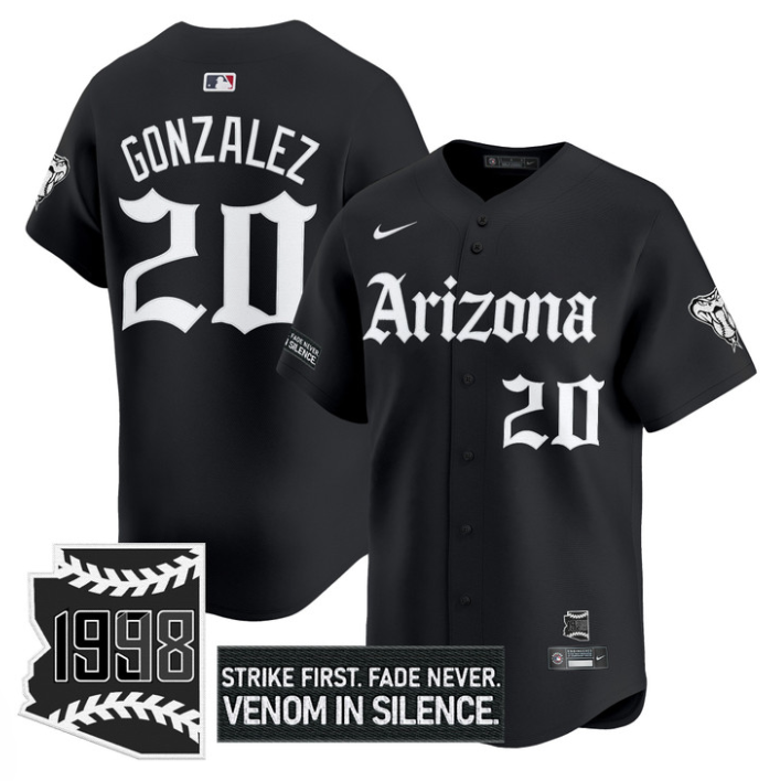 Luis Gonzalez Jersey #20 Arizona Diamondbacks Gothic Desert Fang Edition Stitched Baseball