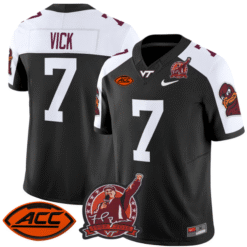 Michael Vick Jersey #7 Virginia Tech Hokies Coach Frank Beamer Stitched Football