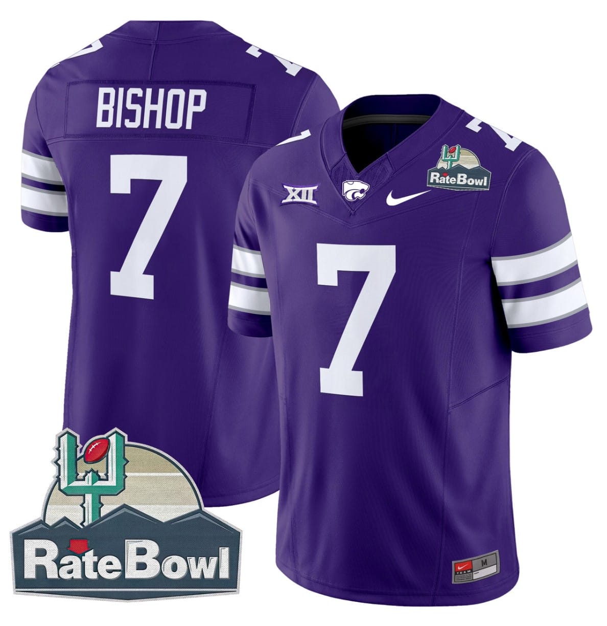 Michael Bishop Jersey #7 Kansas State Wildcats 2025 Rate Bowl Patch Football Stitched - Image 3