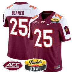 Frank Beamer Jersey #25 Virginia Tech Hokies 2025 Duke’s Mayo Bowl Patch Vapor Stitched Football