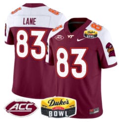 Jaylin Lane Jersey #83 Virginia Tech Hokies 2025 Duke’s Mayo Bowl Patch Vapor Stitched Footbal