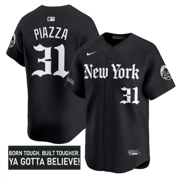 Mike Piazza Jersey #31 New York Mets Gothic Borough Edition Alternate Stitched Baseball - Image 3