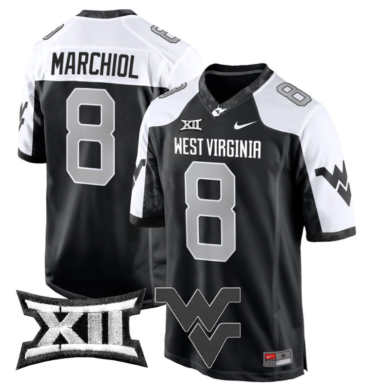 Nicco Marchiol Jersey #8 West Virginia Mountaineers Game Football Stitched