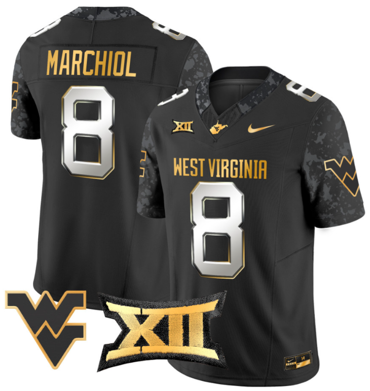 Nicco Marchiol Jersey #8 West Virginia Mountaineers Game Football Stitched - Image 2