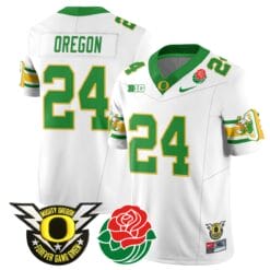 Alternative view of Oregon Jersey #24 Oregon Ducks 2024 Mighty Rose Bowl Patch N2 Football Stitched