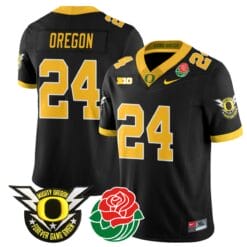 Oregon Jersey #24 Oregon Ducks 2024 Mighty Rose Bowl Patch N2 Football Stitched