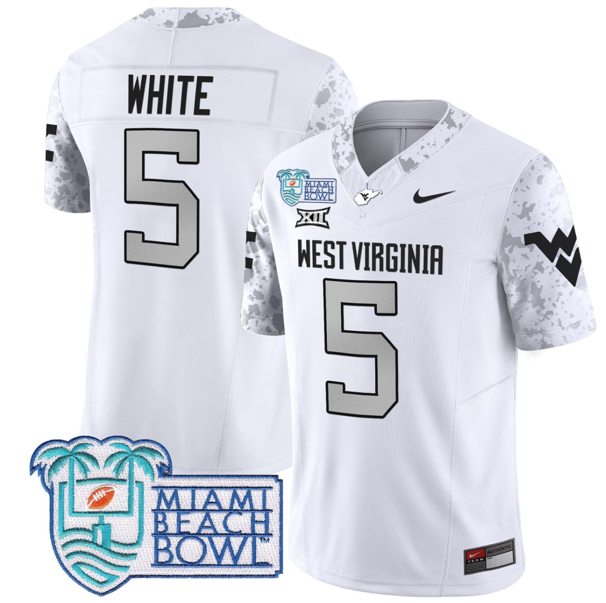 Pat White Jersey #5 West Virginia Mountaineers 2025 Miami Beach Bowl Football Stitched - Image 5