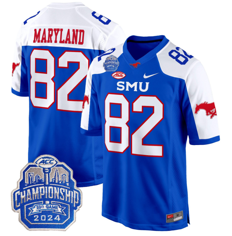 RJ Maryland Jersey #82 SMU Mustangs 2024 ACC Championship Patch Stitched Football - Image 6