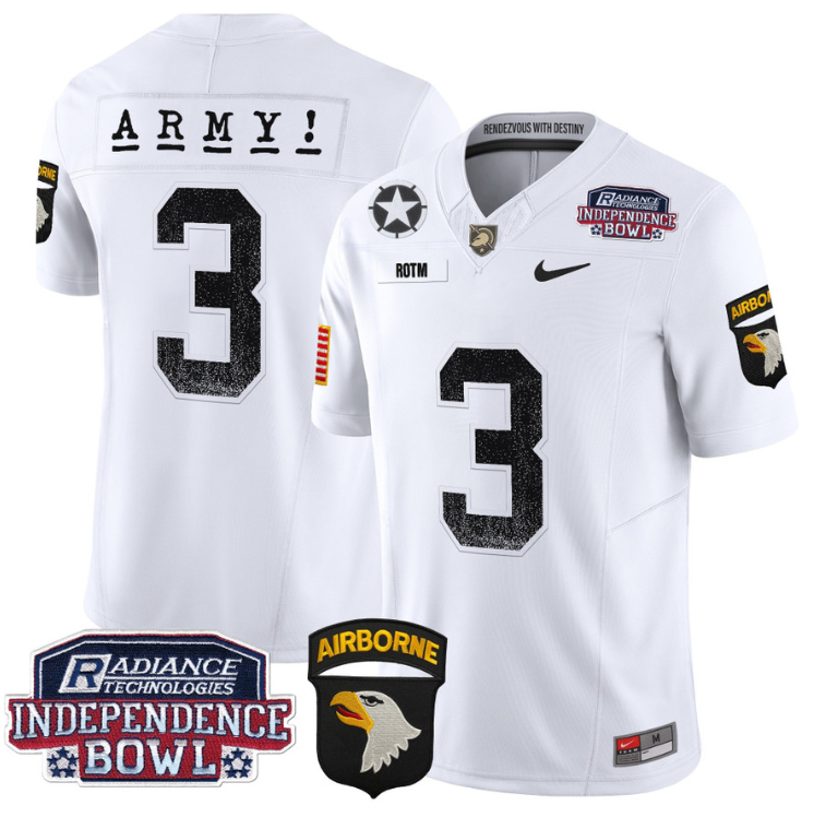 Rotm Jersey #3 Army Black Knights Independence Bowl Patch Stitched Football - Image 2