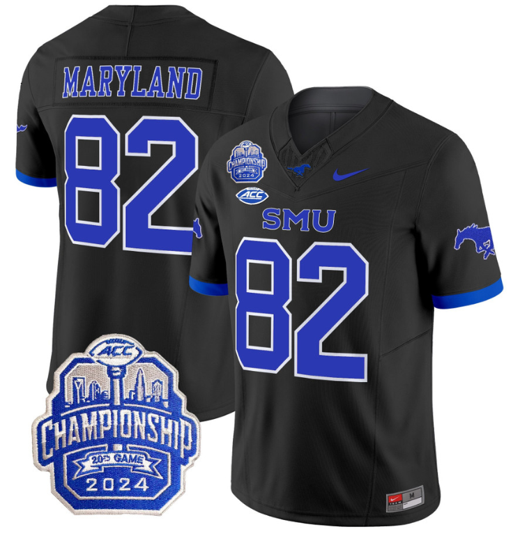 RJ Maryland Jersey #82 SMU Mustangs 2024 ACC Championship Patch Stitched Football - Image 7