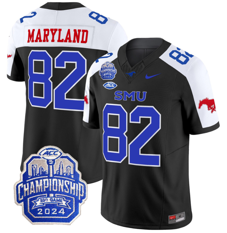 RJ Maryland Jersey #82 SMU Mustangs 2024 ACC Championship Patch Stitched Football