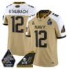 Roger Staubach Jersey #12 Navy Midshipmen 2024 Jolly Rogers Patch Stitched Football