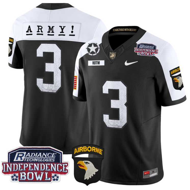 Rotm Jersey #3 Army Black Knights Independence Bowl Patch Stitched Football