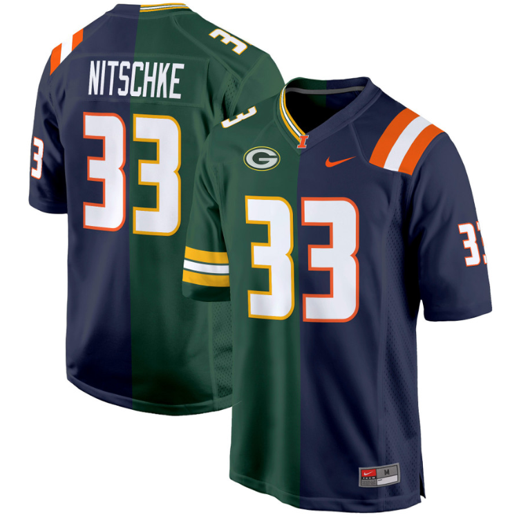 Illinois Fighting Illini Jersey Split Football Game All Stitched - Image 4