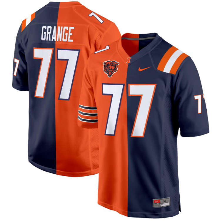 Illinois Fighting Illini Jersey Split Football Game All Stitched - Image 3