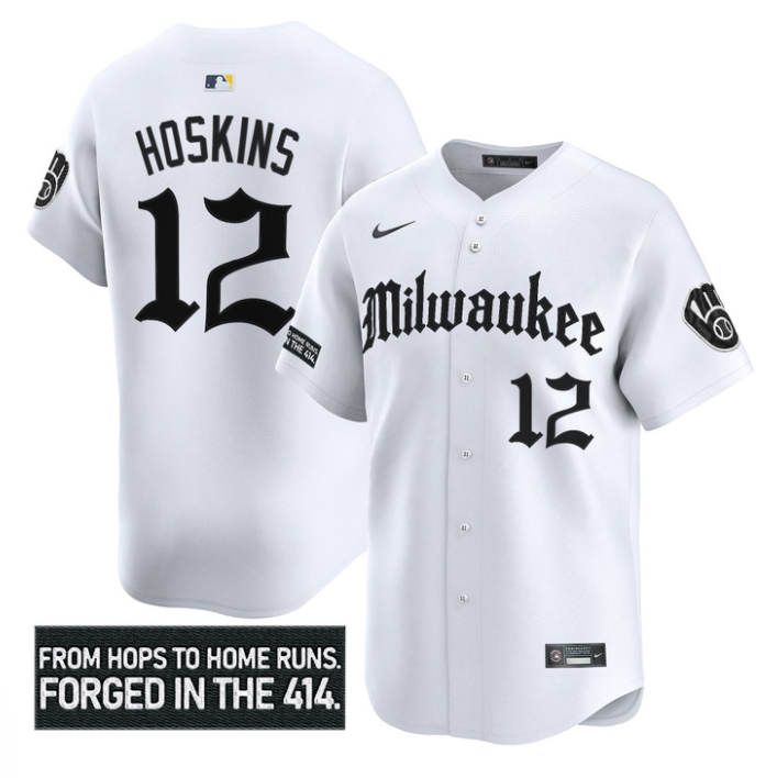 Rhys Hoskins Jersey #12 Milwaukee Brewers Gothic 414 Shadows Edition Alternate Stitched Baseball - Image 3