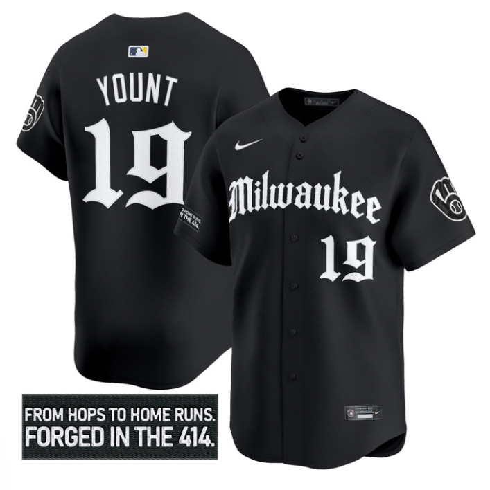 Robin Yount Jersey #19 Milwaukee Brewers Gothic 414 Shadows Edition Alternate Stitched Baseball - Image 3