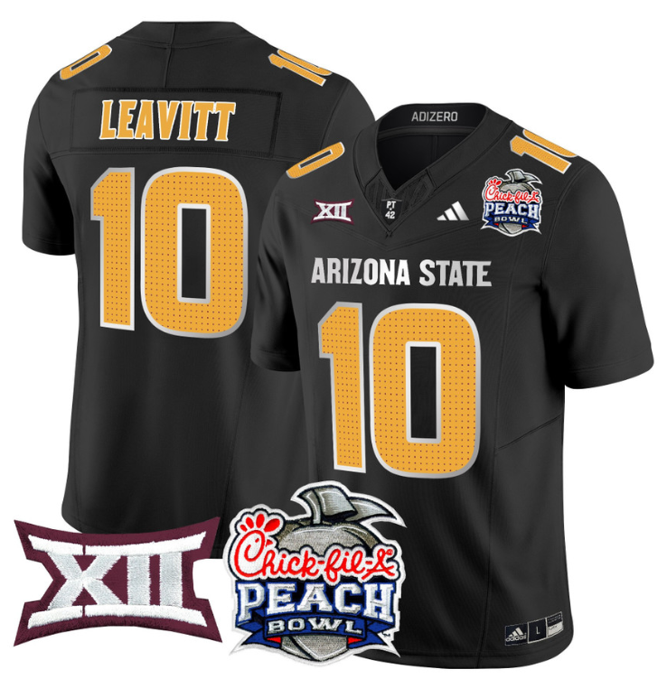 Sam Leavitt Jersey #10 Arizona State Sun Devils 2025 Peach Bowl Stitched Football - Image 5