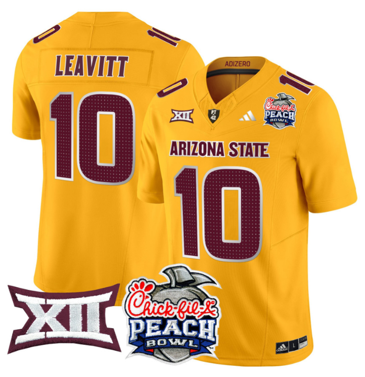 Sam Leavitt Jersey #10 Arizona State Sun Devils 2025 Peach Bowl Stitched Football - Image 3
