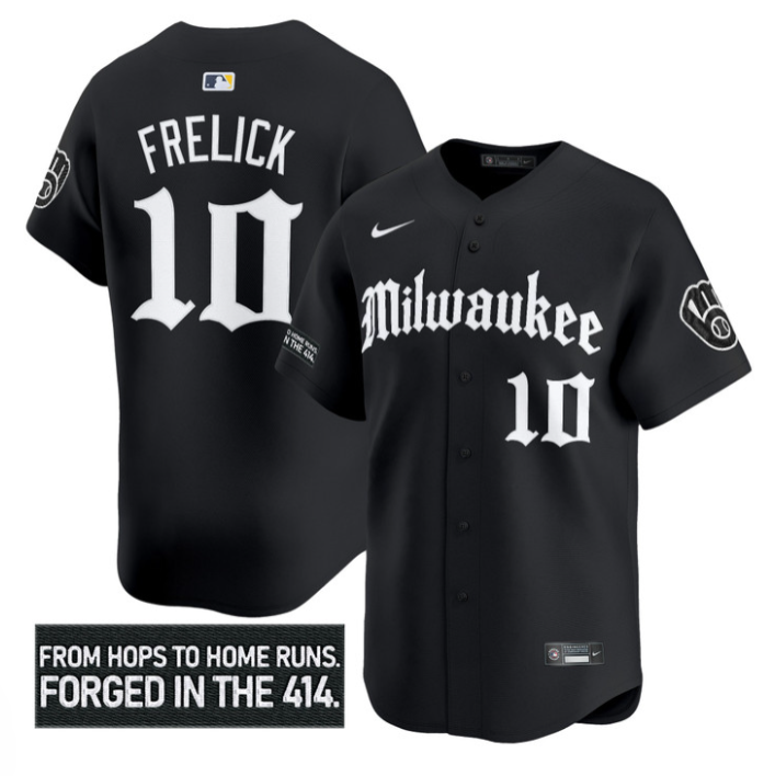 Sal Frelick Jersey #10 Milwaukee Brewers Gothic 414 Shadows Edition Alternate Stitched Baseball - Image 2