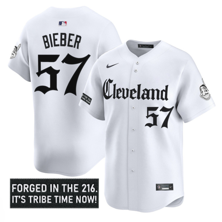 Shane Bieber Jersey #57 Cleveland Indians Gothic Iron Edition Alternate Stitched Baseball - Image 3