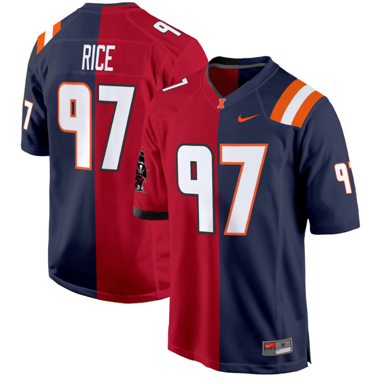 Illinois Fighting Illini Jersey Split Football Game All Stitched - Image 2