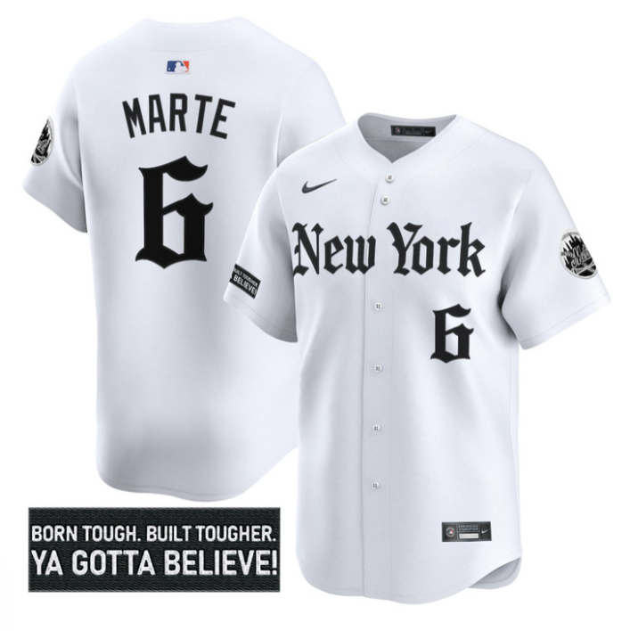 Starling Marte Jersey #6 New York Mets Gothic Borough Edition Stitched Baseball - Image 2