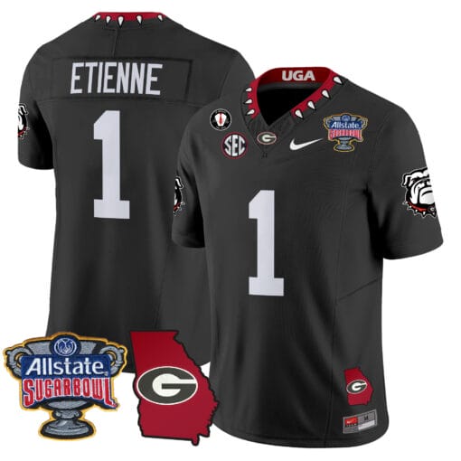 Trevor Etienne Jersey #1 Georgia Bulldogs 2025 Sugar Bowl Patch Vapor Stitched Football - Image 5