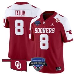 Taylor Tatum Jersey #8 Oklahoma Sooners 2025 Armed Forces Bowl Patch Alternate Football Stitched