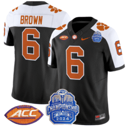 Tyler Brown Jersey #6 Clemson Tigers 2024 ACC Championship Patch Stitched Football