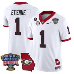 Alternative view of Trevor Etienne Jersey #1 Georgia Bulldogs 2025 Sugar Bowl Patch Vapor Stitched Football