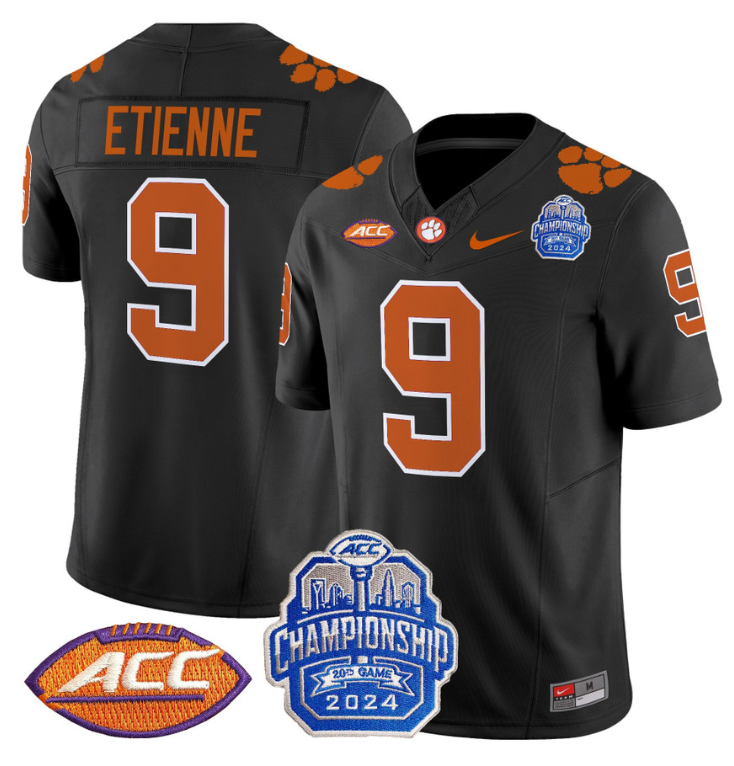 Travis Etienne Jersey #9 Clemson Tigers 2024 ACC Championship Patch Stitched Football - Image 6