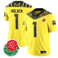 Alternative view of Traeshon Holden Jersey #1 Oregon Ducks Rose Bowl Patch Vapor Football Stitched