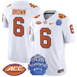 Alternative view of Tyler Brown Jersey #6 Clemson Tigers 2024 ACC Championship Patch Stitched Football