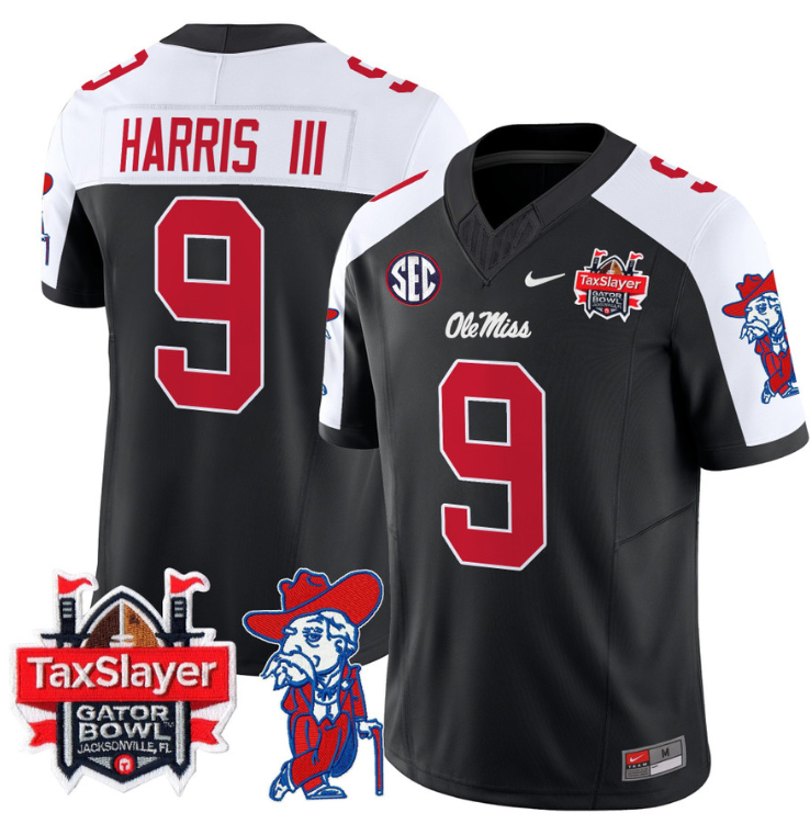 Tre Harris Jersey #9 Ole Miss Rebels 2024 Gator Bowl Patch Stitched Football - Image 7