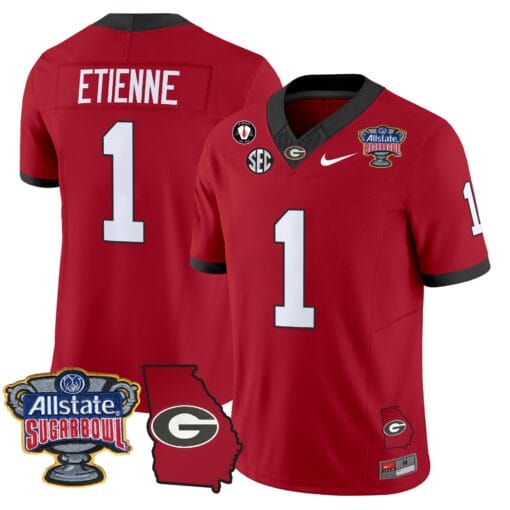 Trevor Etienne Jersey #1 Georgia Bulldogs 2025 Sugar Bowl Patch Vapor Stitched Football - Image 4