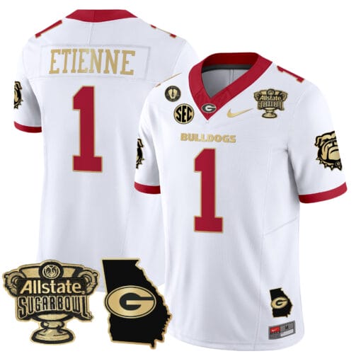 Trevor Etienne Jersey #1 Georgia Bulldogs 2025 Sugar Bowl Patch Vapor Stitched Football - Image 3