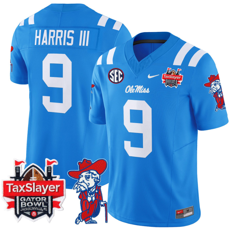 Tre Harris Jersey #9 Ole Miss Rebels 2025 Gator Bowl Patch Stitched Football - Image 5