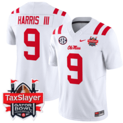 Alternative view of Tre Harris Jersey #9 Ole Miss Rebels 2024 Gator Bowl Patch Stitched Football