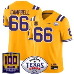 Will Campbell Jersey #66 LSU Tigers Texas Bowl Patch Stitched Football