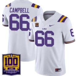 Alternative view of Will Campbell Jersey #66 LSU Tigers 100 Years of Tiger Stadium Patch Stitched Football