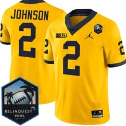 Alternative view of Will Johnson Jersey #2 Michigan Wolverines ReliaQuest Bowl Patch Vapor Stitched Football