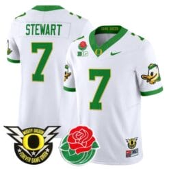 Alternative view of Evan Stewart Jersey #7 Oregon Ducks 2025 Rose Bowl Game Patch Vapor Stitched Football