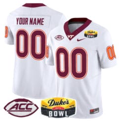 Alternative view of Custom Virginia Tech Hokies Jersey 2025 Duke’s Mayo Bowl Patch Vapor Stitched Football