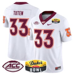 Alternative view of Bhayshul Tuten Jersey #33 Virginia Tech Hokies 2025 Duke’s Mayo Bowl Patch Vapor Stitched Football