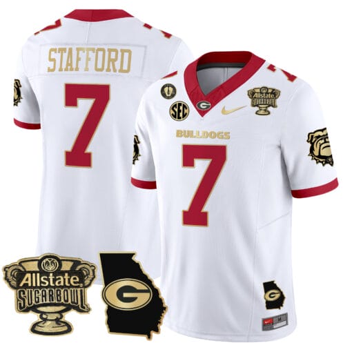 Matthew Stafford Jersey #7 Georgia Bulldogs 2025 Sugar Bowl Patch Vapor Stitched Football - Image 3