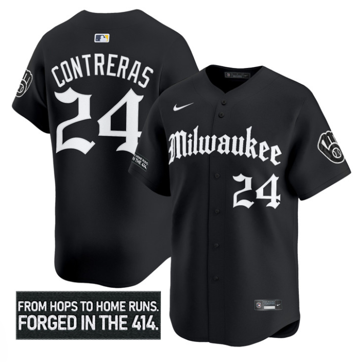 William Contreras Jersey #24 Milwaukee Brewers Gothic 414 Shadows Edition Stitched Baseball - Image 3