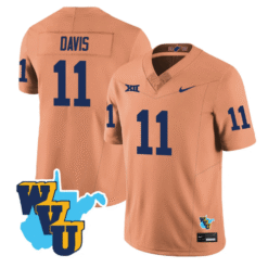 William Davis Jersey #11 West Virginia Mountaineers 1965-2025 Throwback Football Stitched